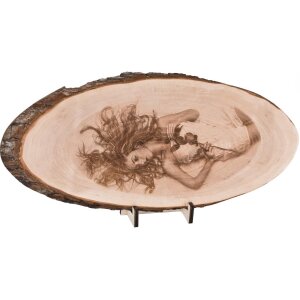 Baumscheibe FSC® Erle mit Gravur – Oval 56-65 cm – Individuelle Fotogravur