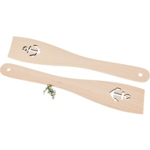 Beech wood spatula with laser cut-out - Anchor