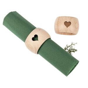 Holz Serviettenring aus FSC® Buchenholz 5 x 3 cm mit Herz Motiv