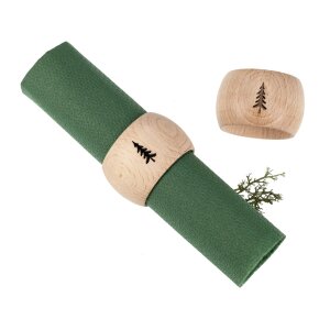Holz Serviettenring aus FSC® Buchenholz 5 x 3 cm mit Tannen Baum Motiv