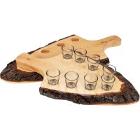Schnapsbrett / Servierbrett aus Erle lackiert mit Rinde...