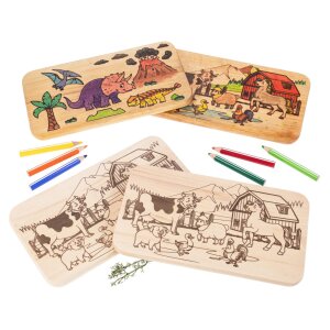 Kids Breakfast Board FSC® Alder Farm Animals Colorable Cow Horse Pig