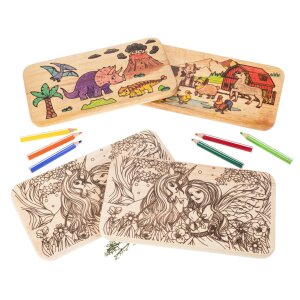 Frühstücksbrett Kinder FSC® Erle 22,5 x 12,5 cm - Prinzessin Fee mit Einhorn ausmalbar