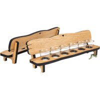 Oak Shot Glass Bench – Mini Wooden Bank incl. 6 Shot Glasses