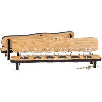 Oak Shot Glass Bench – Mini Wooden Bank incl. 6 Shot Glasses