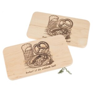 Frühstücksbrett aus FSC® Erle 22,5 x 12,5 cm - Brotzeit schönste Zeit!
