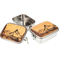Stainless Steel Lunchbox with Cherry Wood Board Bergsucht...