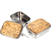 Stainless Steel Lunchbox with Cherry Wood Board Dino...