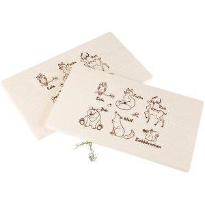 Kids Breakfast Board FSC® maple Forest Animals with Names Learning Motif