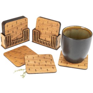 Oak Glass Coasters Set of 6 | Forest Design | Holz Frank®