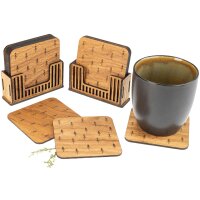 Oak Glass Coasters Set of 6 | Forest Design | Holz...