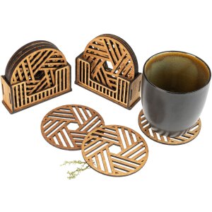Oak Coasters Set of 6 | Geo Cut-Out | Holz Frank®