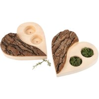 Rustikales Ringkissen Herz aus Erlenholz mit Rinde...