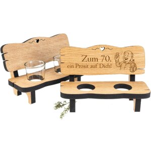 Oak Shot Bench with Engraving – 70th Birthday Gift Idea