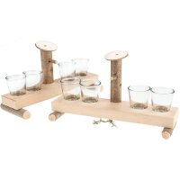 Schnapsbrunnen aus Erlen Holz mit vier Schnapsgläser