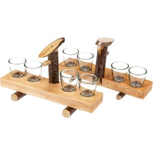 Schnapsbrunnen aus Erlen Holz lackiert mit vier Schnapsgläser