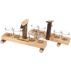 Schnapsbrunnen aus Holz beschriftet und lackiert "Schnapsbrunnen"- mit vier Schnapsgläser