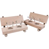 Holz Schnapsbank aus Massivholz rustikal mit Rinde mit 2...