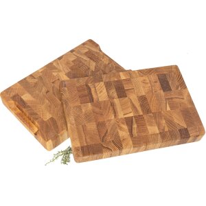Face wood chopping block made of oak | 35x25x4 cm with recessed grips