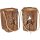 Rustic wooden lantern with bark and glass cylinder - cut-out star 18x12 cm
