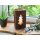 Rustic wooden lantern with bark and glass cylinder - cut-out fir tree 27x16 cm