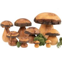 Hand-turned mushrooms made of oiled alder - natural wood decoration approx. 4.5 cm