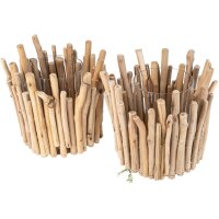 Rustic lantern made of driftwood sticks with glass -...