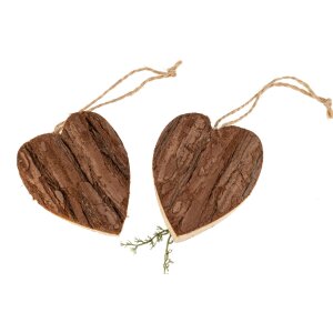 Natur-Herzen Weihnachtsbaumschmuck | Mit Rinde Herz 7x8,3cm