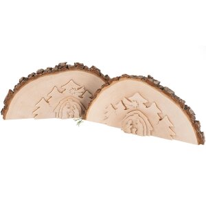 Handgefertigte Krippe aus Erleholz mit Rinde - Weihnachtsdeko ca.17 x 9 cm