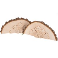 Handgefertigte Krippe aus Erleholz mit Rinde -...