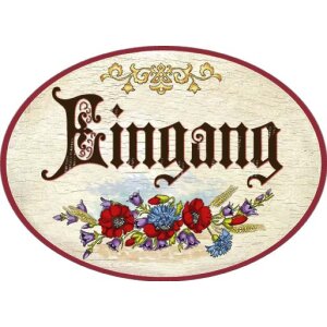 Antique door signs - birch plywood (German) - 9 × 6.5 cm - Entrance