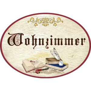 Antique door signs - birch plywood (German) - 18 × 13 cm - Living room