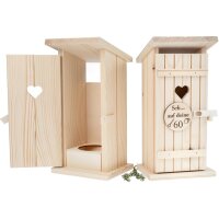 Holz Toilettenhaus mit Platz für Schnapsflasche -...