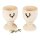 Wooden egg cup turned from maple with antler design