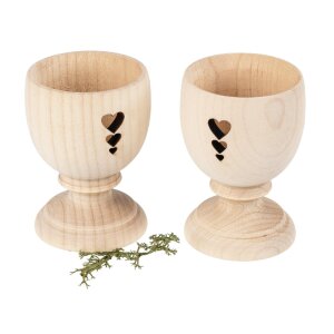 Holz Eierbecher aus Ahorn gedrechselt mit drei Herzen Design