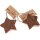 Christmas ornament with bark - star design - 6 x 6 cm, wooden tree decoration