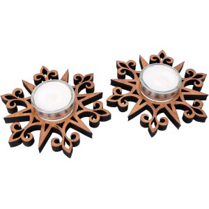 Alder wood tealight holder in star shape with glass and tealight - Christmas decoration Spitz