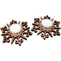 Teelichthalter aus Erlenholz in Sternform mit Glas und...