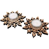 Teelichthalter aus Erlenholz  in Sternform mit Glas und...