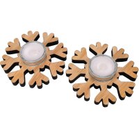 Teelichthalter aus Erlenholz mit Glas und Teelicht -...