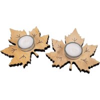 Teelichthalter in Ahornblatt Form aus Eichennholz mit...