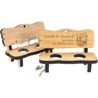 Wooden schnapps bench made of oiled oak with 2 schnapps...