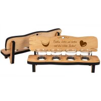 Holz Schnapsbank geölt mit 4 Schnapsgläser -...