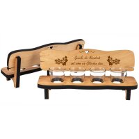 Holz Schnapsbank geölt mit 4 Schnapsgläser -...