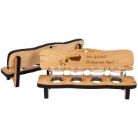 Holz Schnapsbank geölt mit 4 Schnapsgläser -...