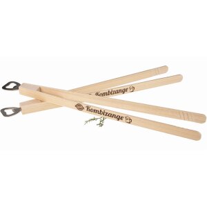 Barbecue tongs / sausage tongs with bottle opener and funny sayings - Combination tongs