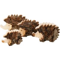 Handmade wooden hedgehog made of alder with bark -...