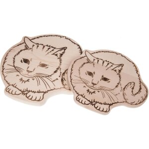 Schneidebrett aus Ahorn Holz in Katzen Form - 26 x 26 x 1,5 cm - FSC®