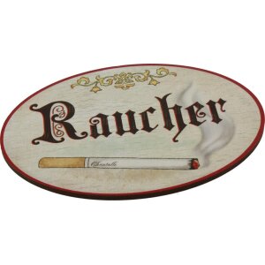 Antique door signs - birch plywood (German) - 9 × 6.5 cm - Smoker