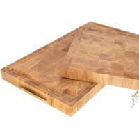 Wooden chopping block / chopping board made of end grain oak - 54 x 30 x 4 cm